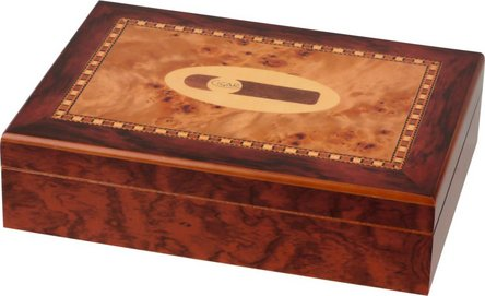 Humidor Cigar logo medium - vooraanzicht houten humidor met sigarenlogo