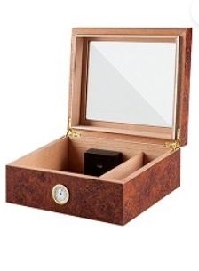 Humidor met glas bruin 26x22x11cm - binnenaanzicht cederhout interieur met verdeler