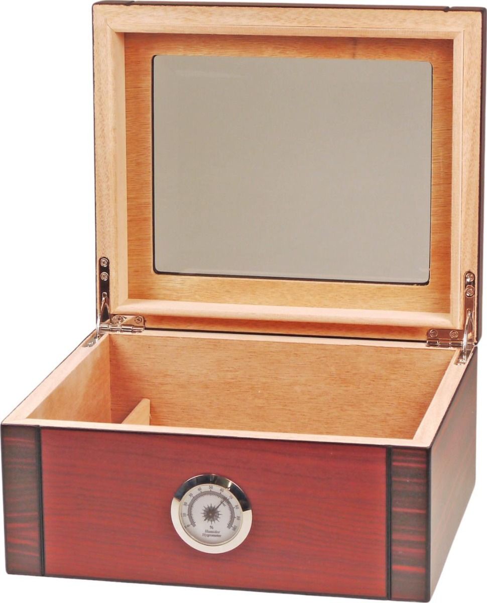 Humidor Black/Red-Brown met glas - binnenaanzicht cederhout interieur