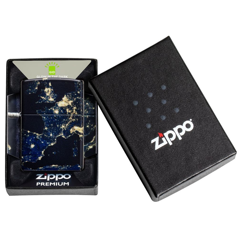 Zippo Aansteker Night Earth Design - detail