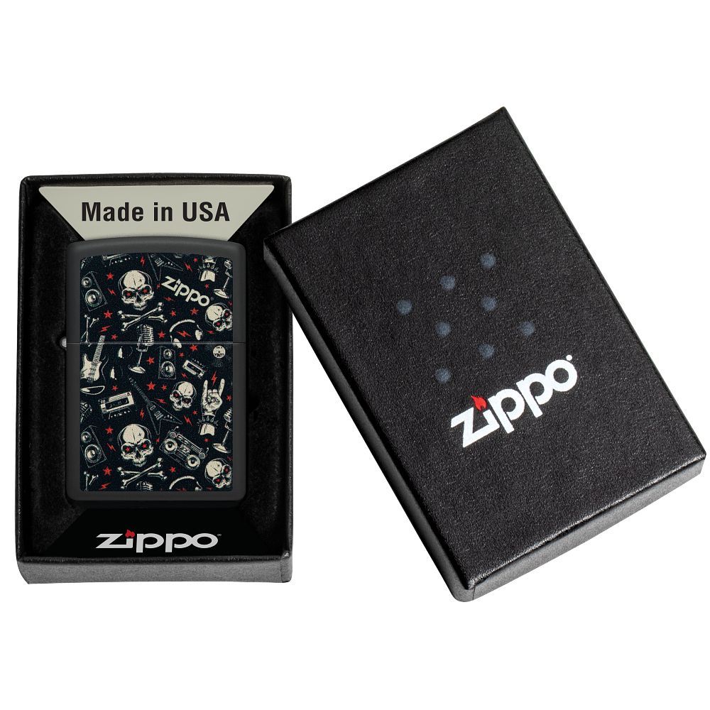 Zippo Aansteker Grunt Pattern with Skulls - detail