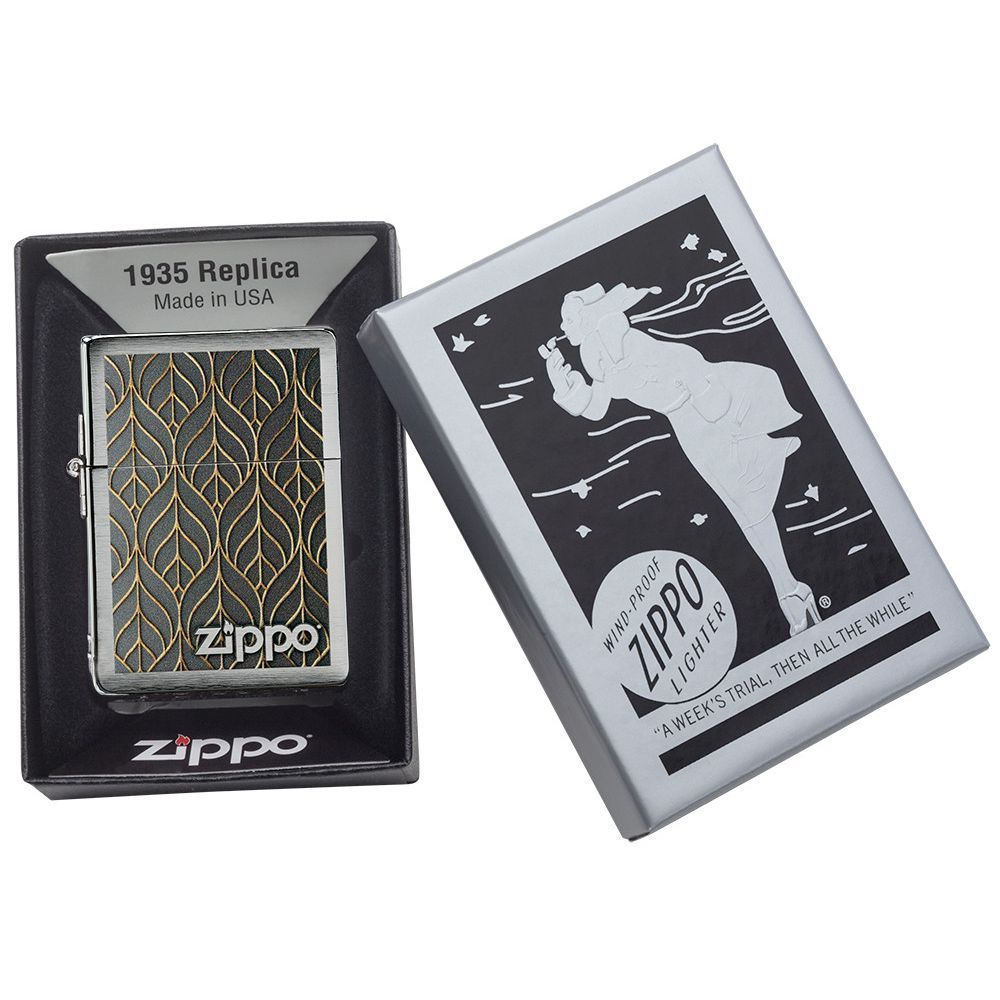 Zippo Aansteker 1935.25 Gold Leaf Design - detail