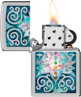 Zippo Aansteker 48592 Lotus Flower Design - achteraanzicht