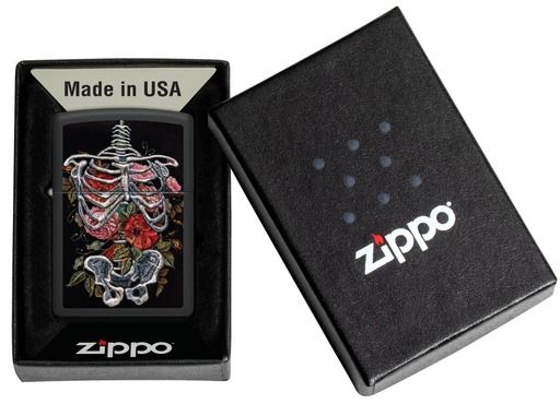 Zippo Aansteker 218 Skelett Embroidery - detail