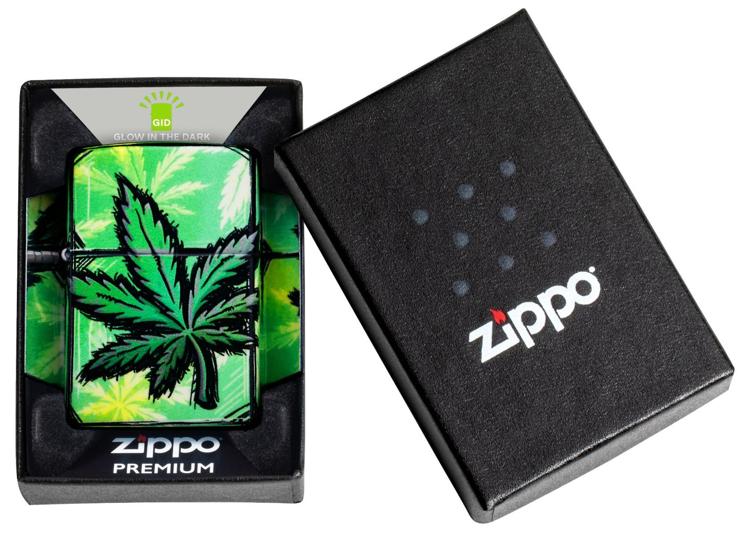 Zippo Aansteker 49193 Glowing Cannabis Design - detail