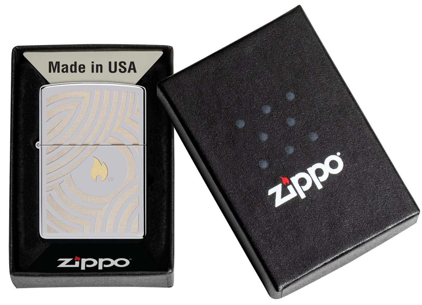 Zippo Aansteker 250 Flame and Circles Design 2 - detail
