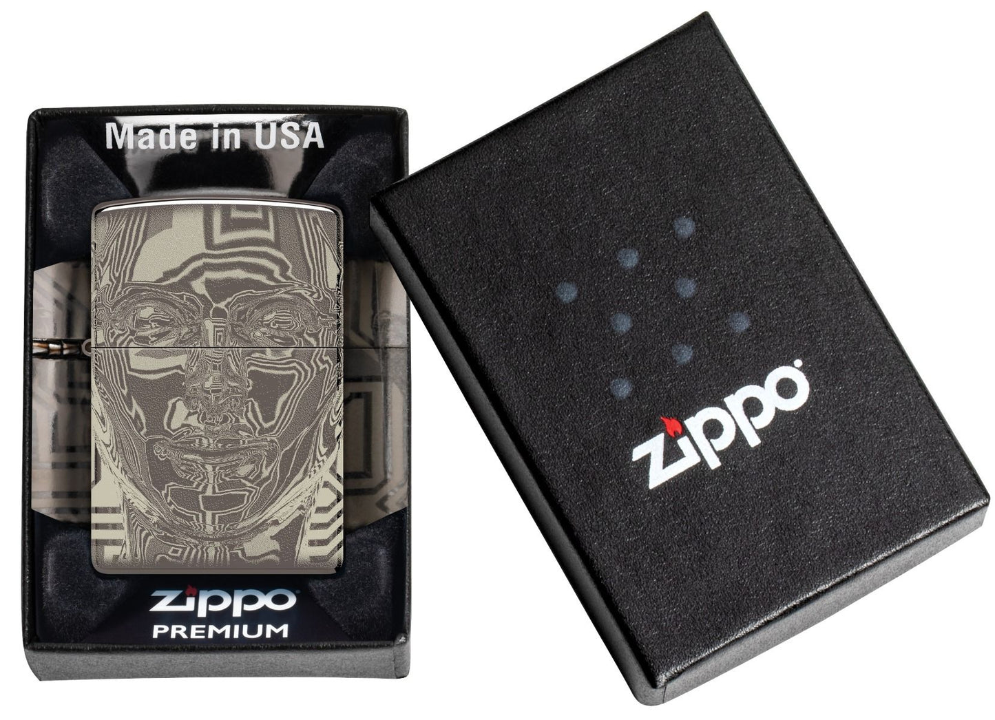 Zippo 150 3D Metal Head Design aansteker detail