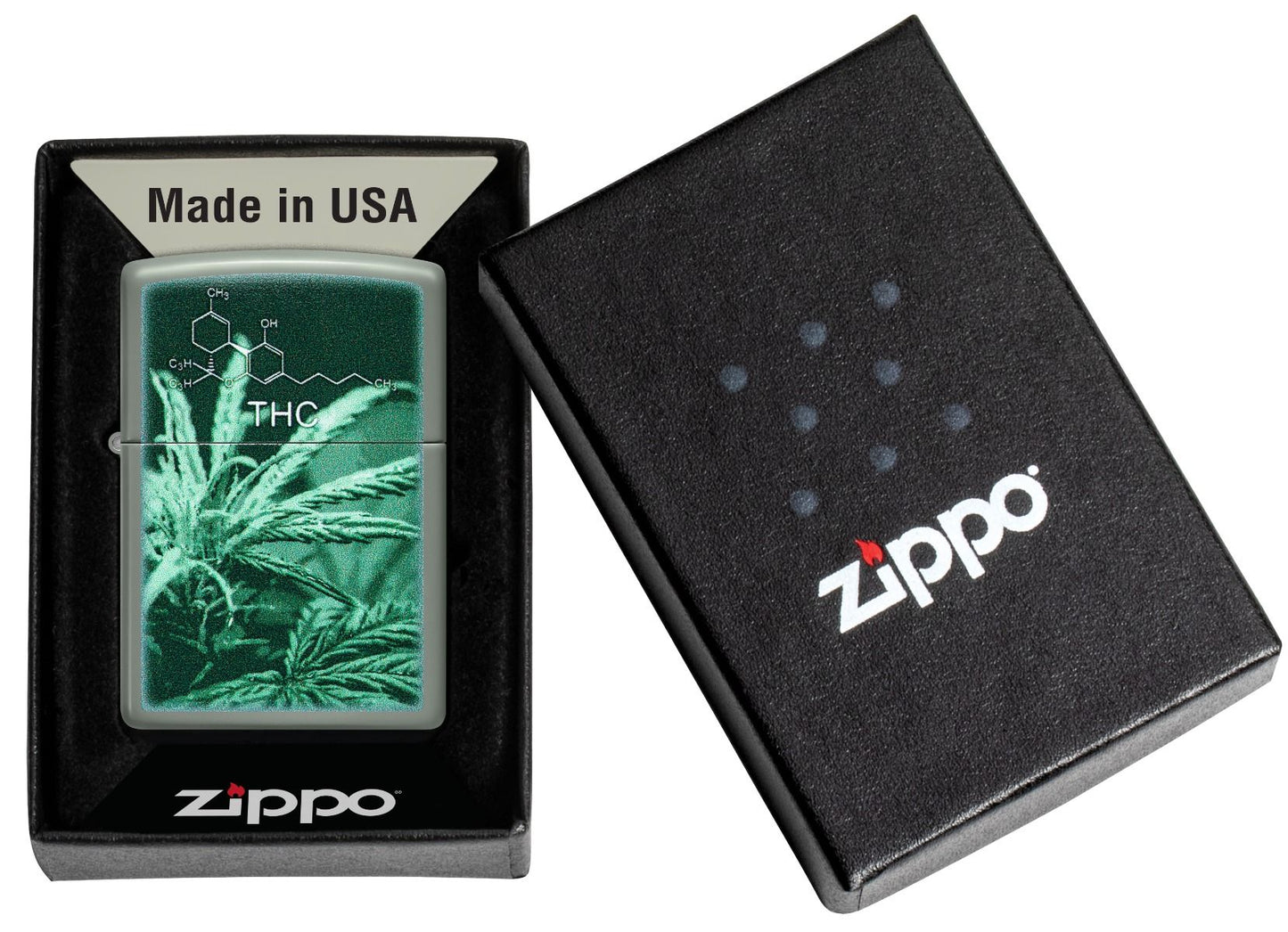 Zippo Aansteker 49843 THC Cannabis Design - detail