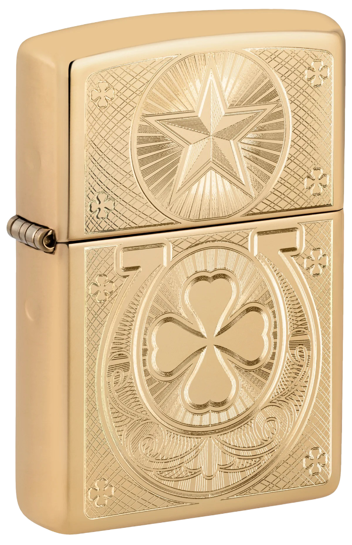 Zippo Aansteker - 254B Luck Design - vooraanzicht