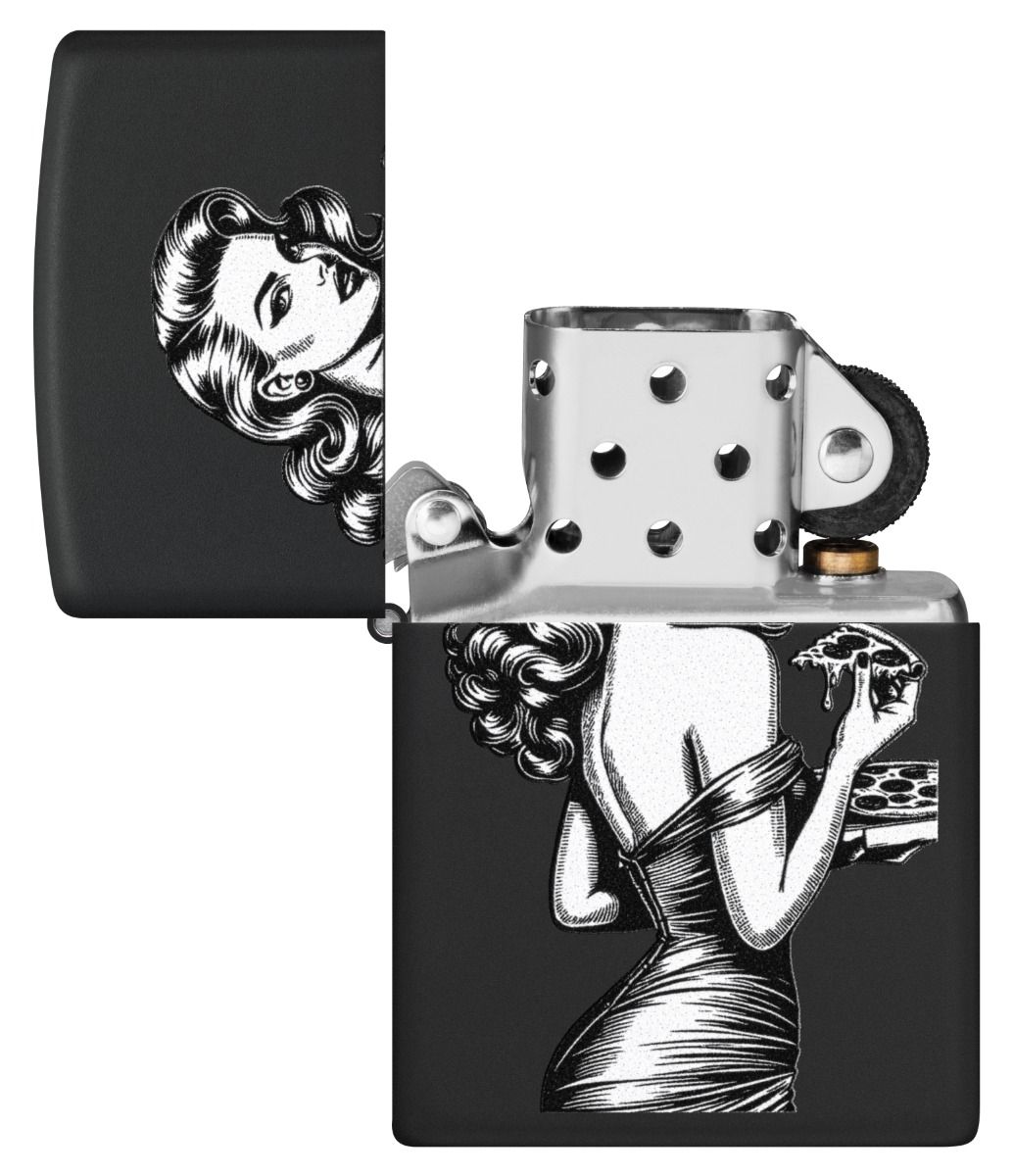 Zippo Aansteker - 218 Pinup With Pizza Design - detail 1