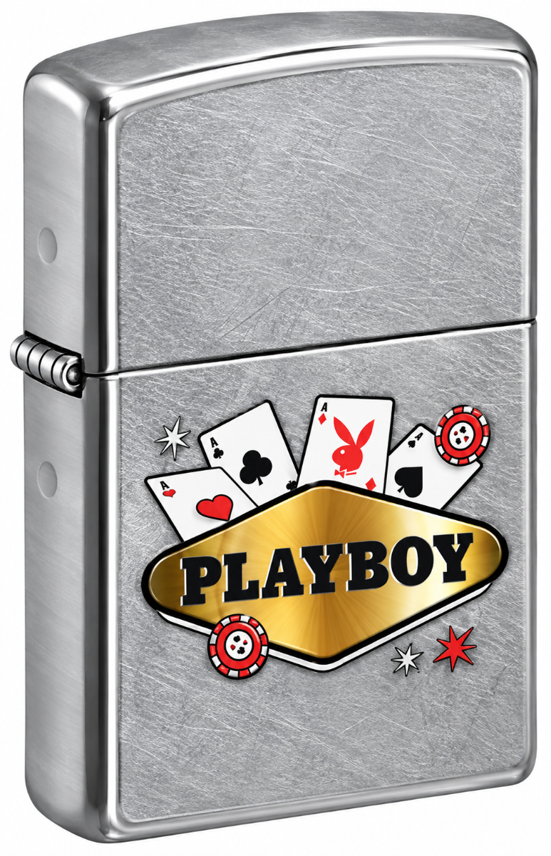 Zippo 200 Playboy 1 aansteker met Playboy Bunny logo op geborsteld chroom