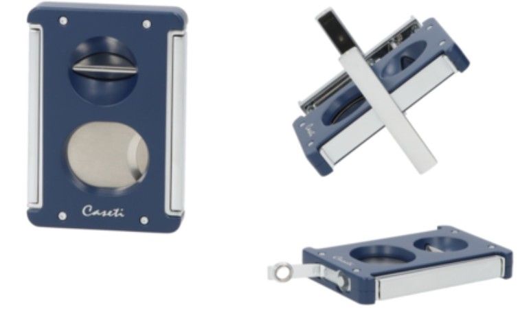 Caseti Cigar Duo Holder/Punch 07MM Grey/Blue - detail