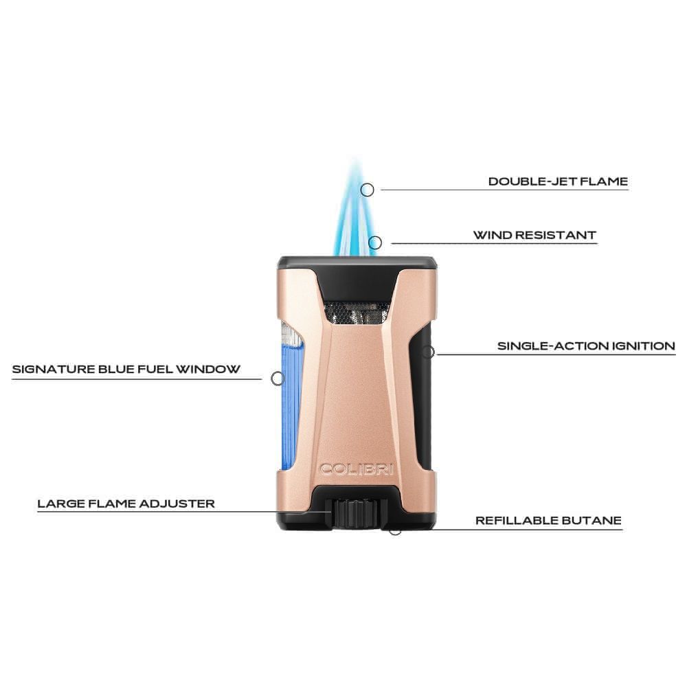 Colibri Double JetFlame Rebel Rose/Gold - detail