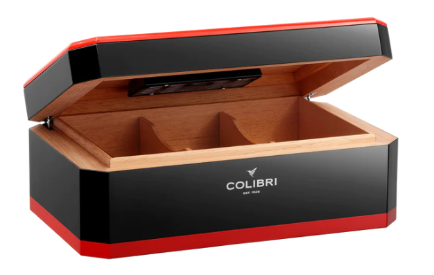 Colibri Humidor Rally Black/Red - geopend