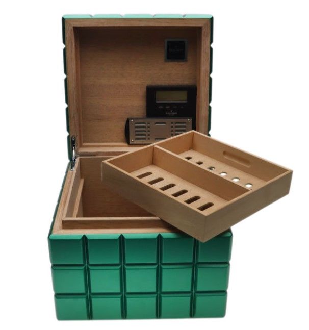 Colibri Humidor Heritage Cube Green - geopend