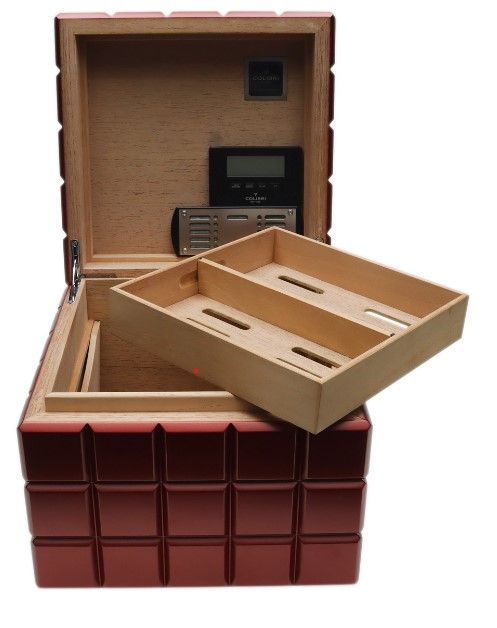 Colibri Humidor Heritage Cube Red - geopend