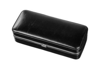 Angelo PU leren sigarenkoker met knipper - detail geopend met accessoires