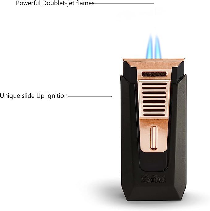 Colibri Double Flame Slide Black/Rose Gold - zijaanzicht