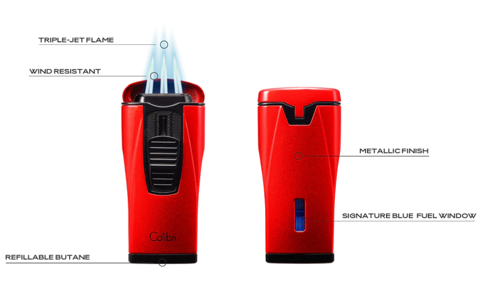 Colibri aanst. Triple Flame Monaco Metallic Red - zijaanzicht