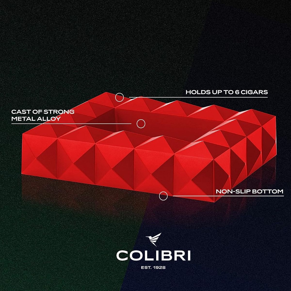 Colibri Ashtray Quasar Matte Red - zijaanzicht