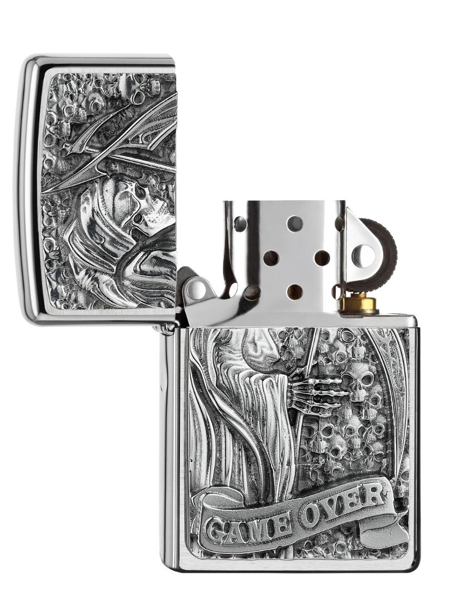 Zippo Aansteker - 200 Reaper Game over 3D Emblem - achteraanzicht