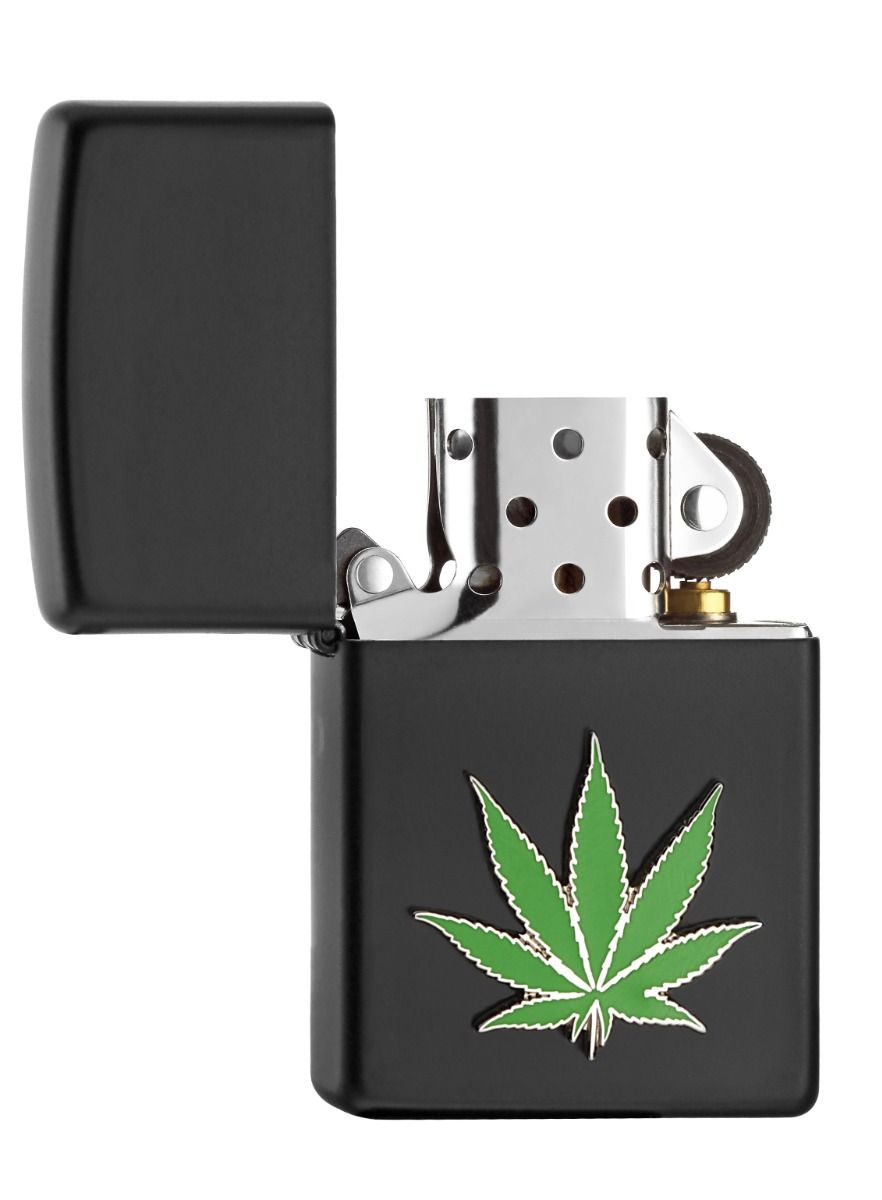 Zippo Aansteker 218 Cannabis Leaf - achteraanzicht