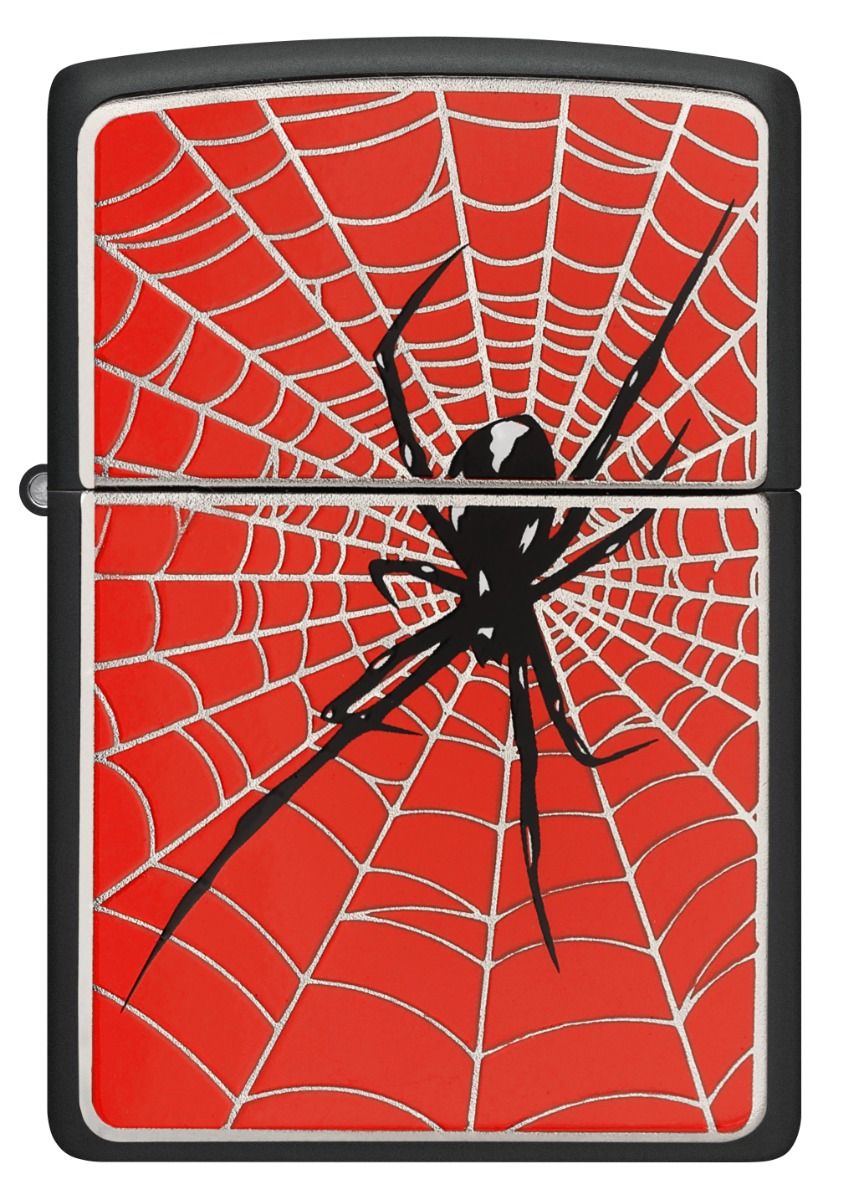 Zippo Aansteker - 218 Spider Web Red - achteraanzicht