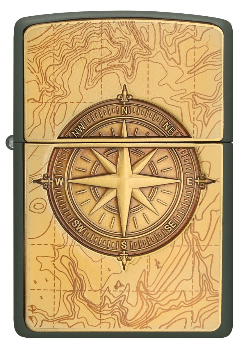 Zippo Aansteker - 221 Topographic Compass - achteraanzicht