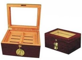 Humidor Bubinga Veneer Glass Top 100 sigaren - vooraanzicht productfoto