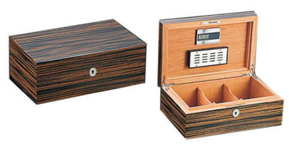 Humidor Ebony wood 75 sigaren - vooraanzicht grote ebony hout humidor