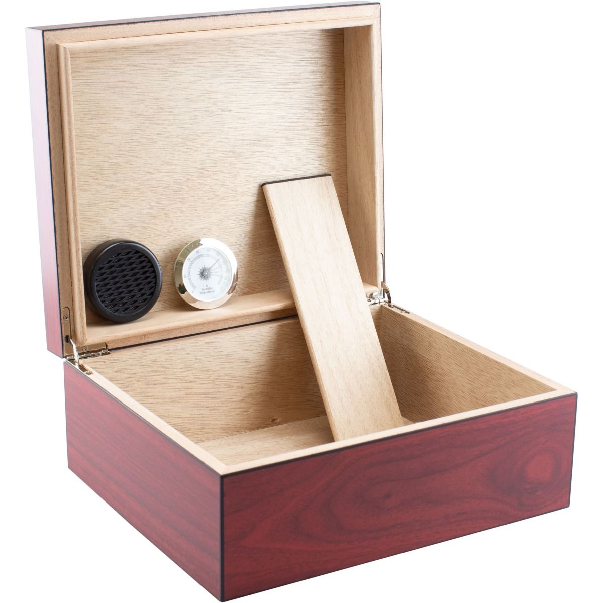 Humidor Rosewood met Cigar logo 50 sigaren - binnenaanzicht met cederhout en verdeler