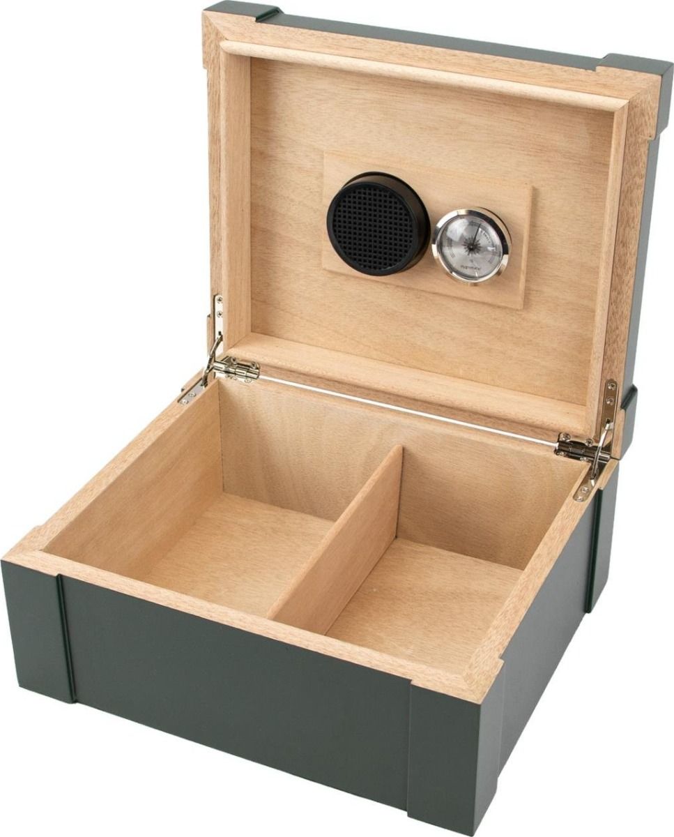 Humidor Dark Green - detail donkergroene afwerking en sluiting