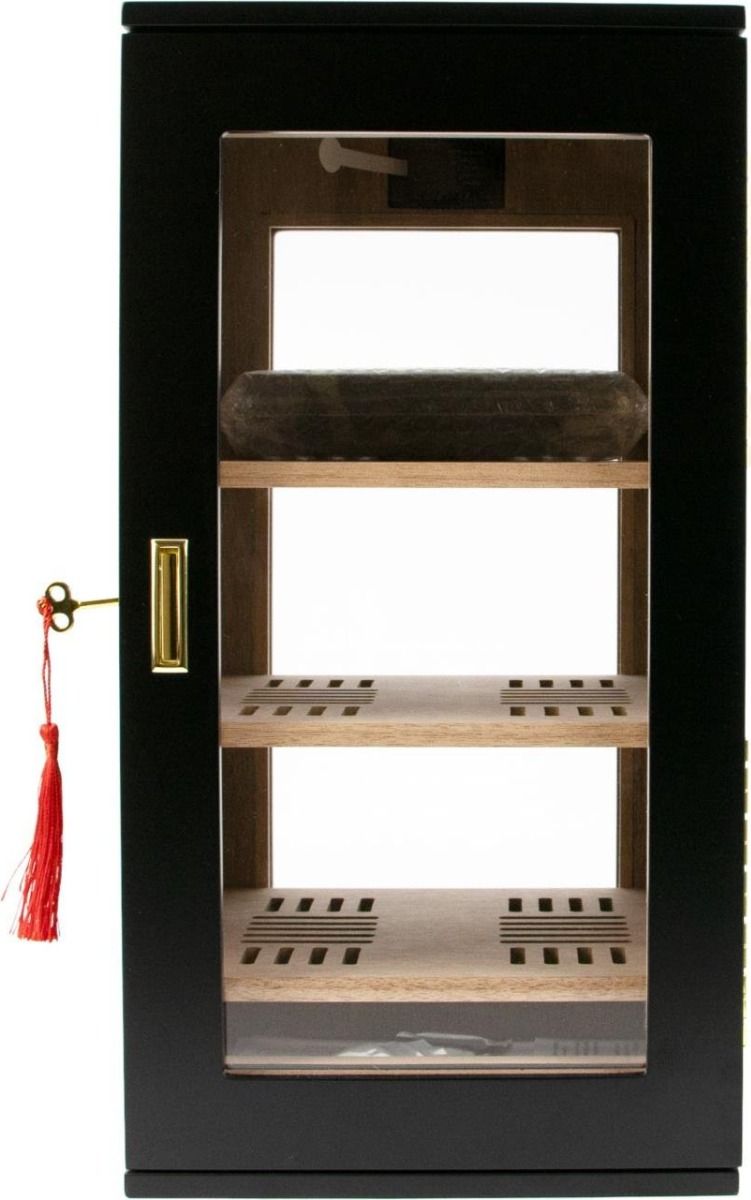 Humidor Kabinet Black matte - binnenaanzicht met legplanken
