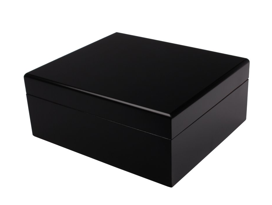 Humidor Giftset Black - binnenaanzicht met divider en accessoires