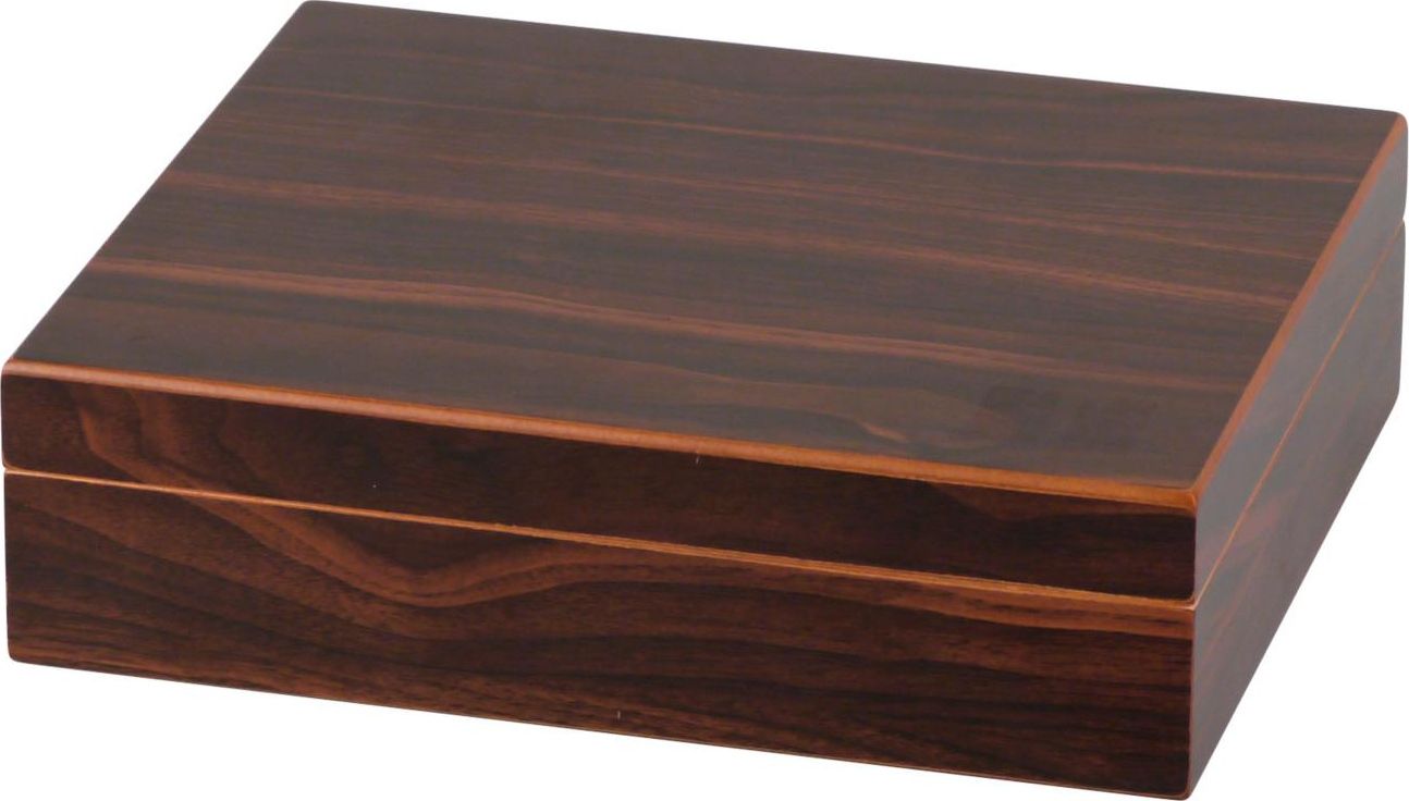 Humidor Walnoot decor ca. 20 sigaren - vooraanzicht compacte walnoothout humidor
