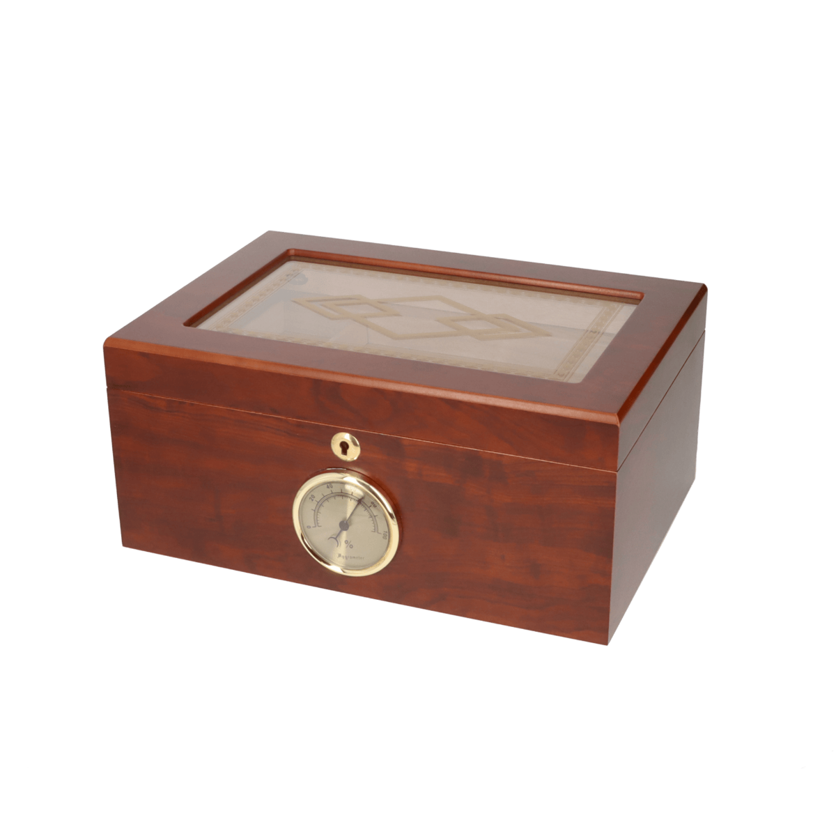 Angelo Humidor met Glas Brown 75 sigaren - vooraanzicht productfoto
