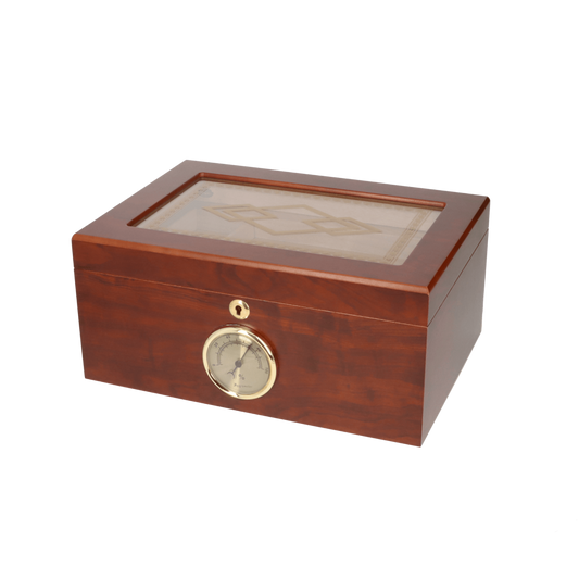 Angelo Humidor met Glas Brown 75 sigaren - vooraanzicht productfoto