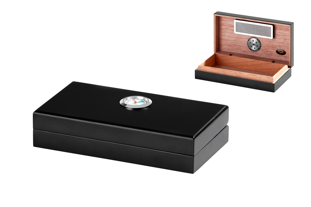 Angelo humidor Zwart mat - productfoto vooraanzicht