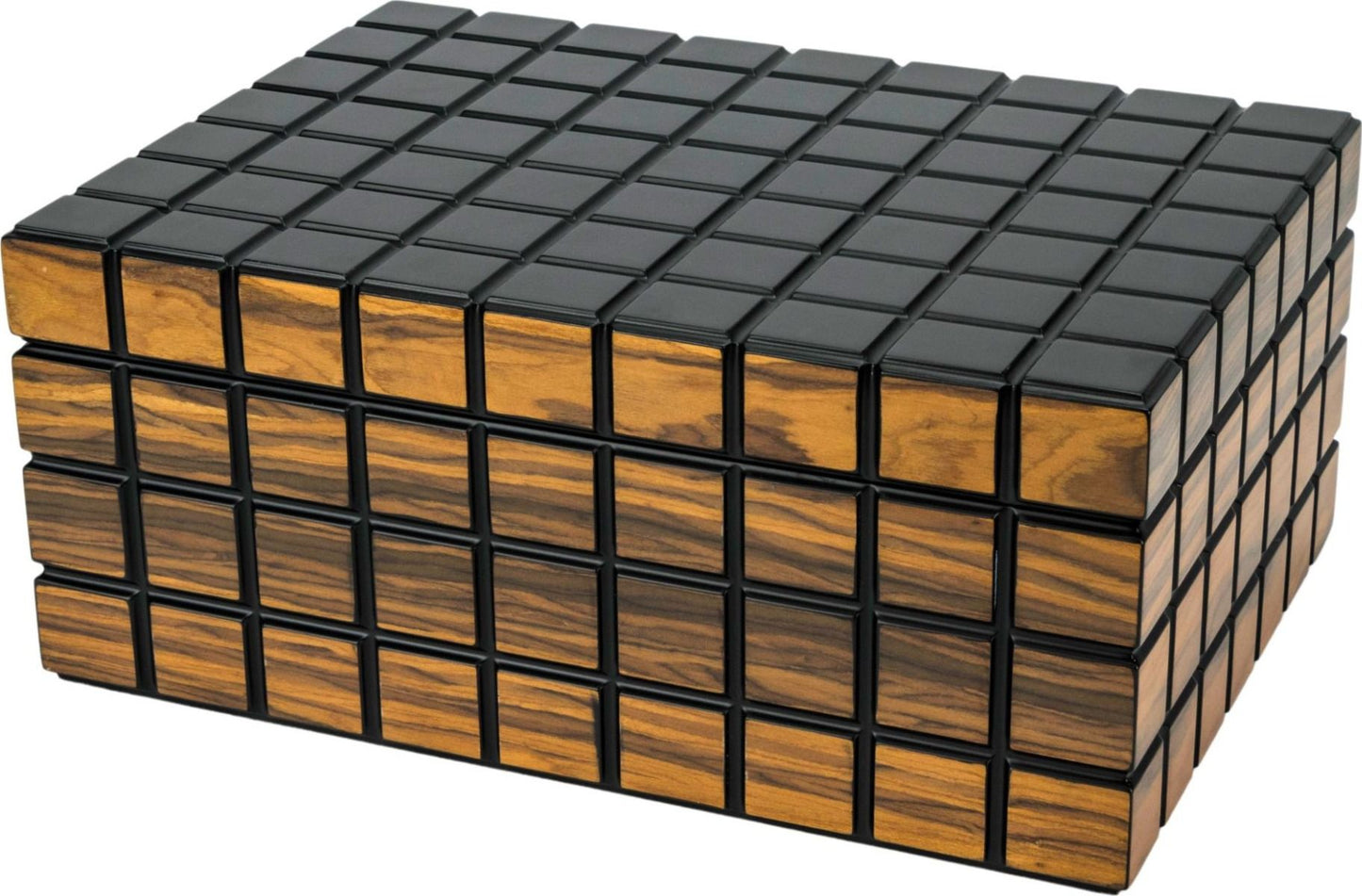 Passetore Humidor Black/Makassar voor ca. 40 sig. - binnenaanzicht cederhout interieur met verdeler