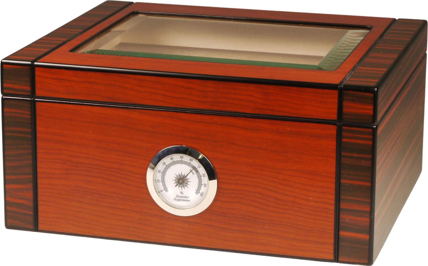 Humidor Black/Red-Brown met glas 25 sigaren - vooraanzicht productfoto