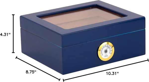 Humidor Supreme Capri High Gloss Blue - detail scharnier en sluiting