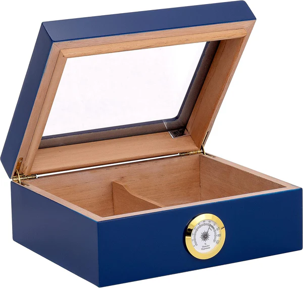 Humidor Supreme Capri High Gloss Blue - zijaanzicht detail