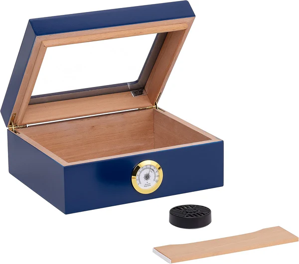 Humidor Supreme Capri High Gloss Blue - binnenaanzicht cederhout