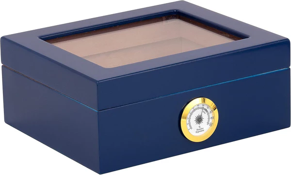 Humidor Supreme Capri High Gloss Blue 30 sigaren - vooraanzicht productfoto