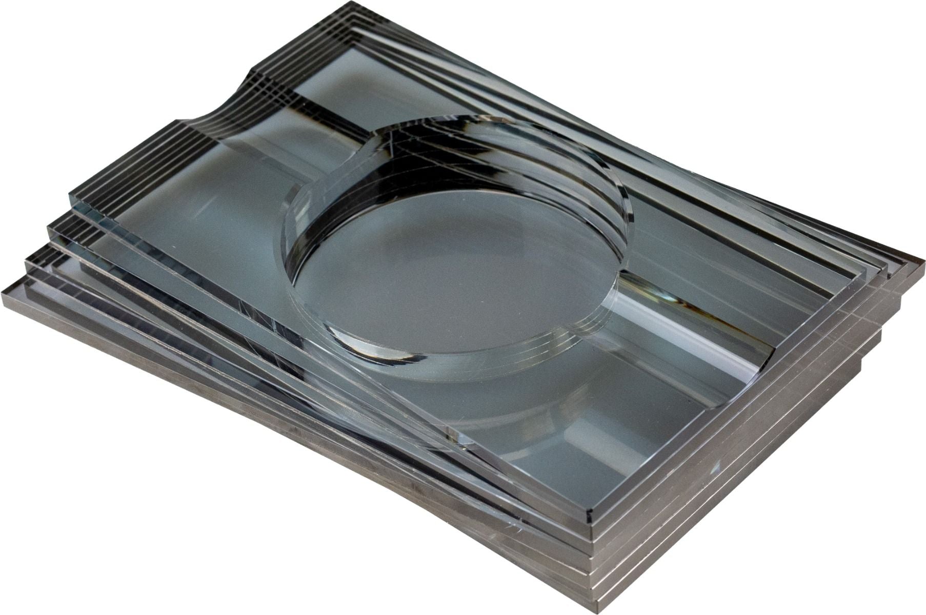 Crystalasbak Icon Grey 20cm - bovenaanzicht kristalglas