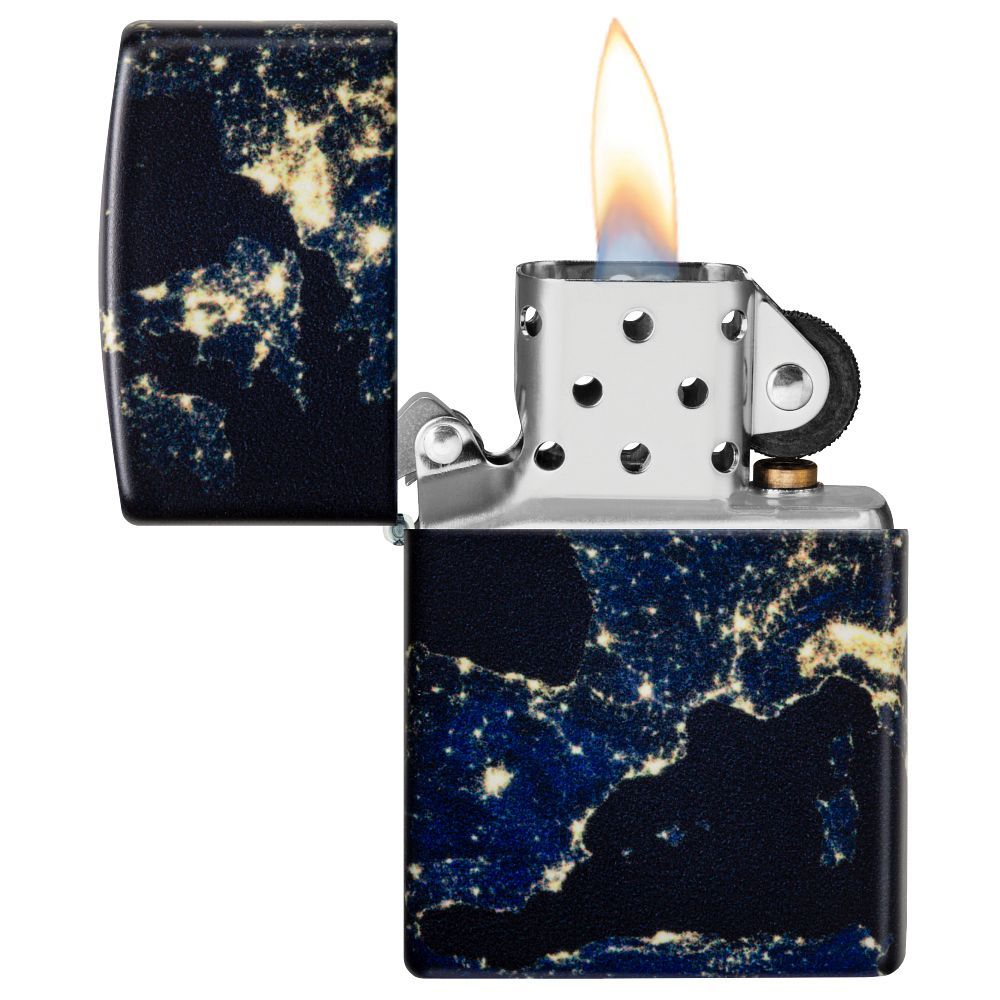 Zippo Aansteker Night Earth Design - achteraanzicht