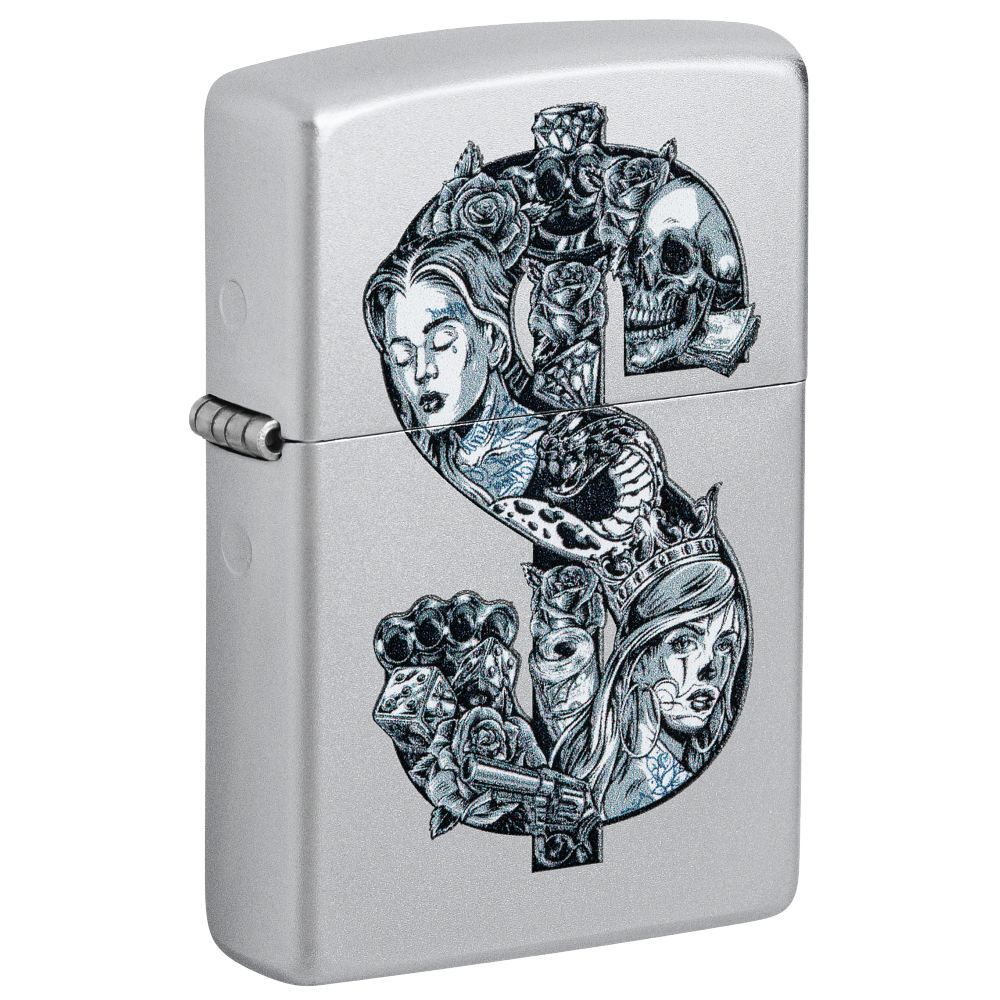 Zippo Aansteker Tattoo Dollar Design - vooraanzicht