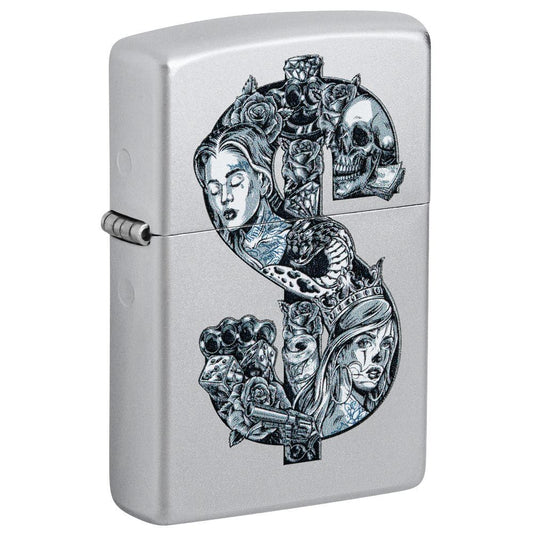 Zippo Aansteker Tattoo Dollar Design - vooraanzicht