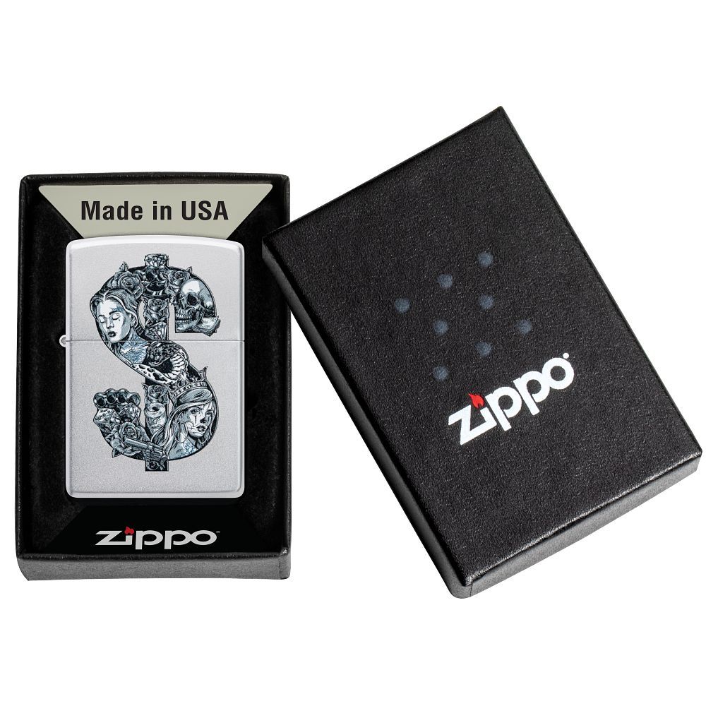 Zippo Aansteker Tattoo Dollar Design - detail