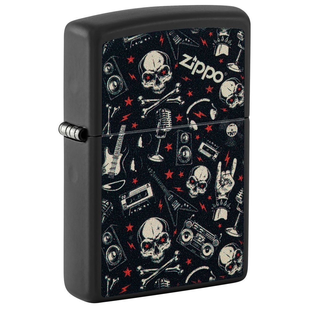 Zippo Aansteker Grunt Pattern with Skulls - vooraanzicht